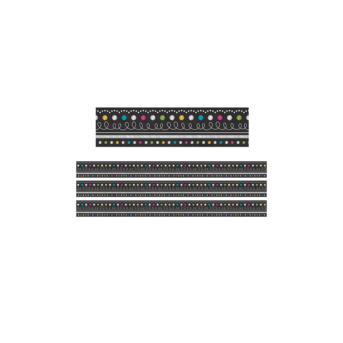 Teacher Created Resources® Chalkboard Brights Straight Rolled Border Trim, 50 Feet Per Roll, 3 Rolls