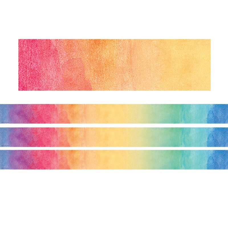Teacher Created Resources® Watercolor Straight Rolled Border Trim, 50 Feet Per Roll, 3 Rolls