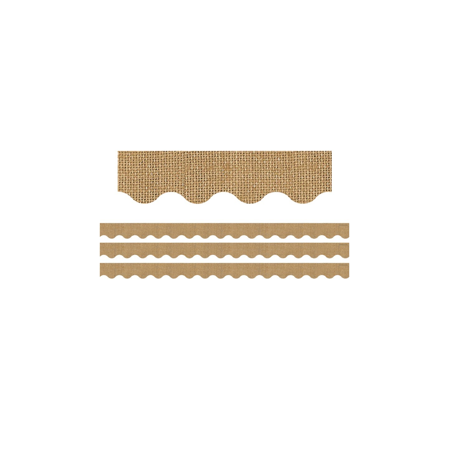 Teacher Created Resources® Burlap Design Scalloped Rolled Border Trim, 50 Feet Per Roll, 3 Rolls