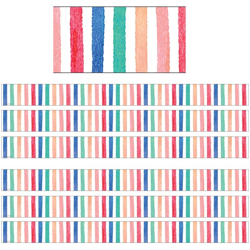 Teacher Created Resources® Watercolor Stripes Border Trim, 35 Feet Per Pack, 6 Packs