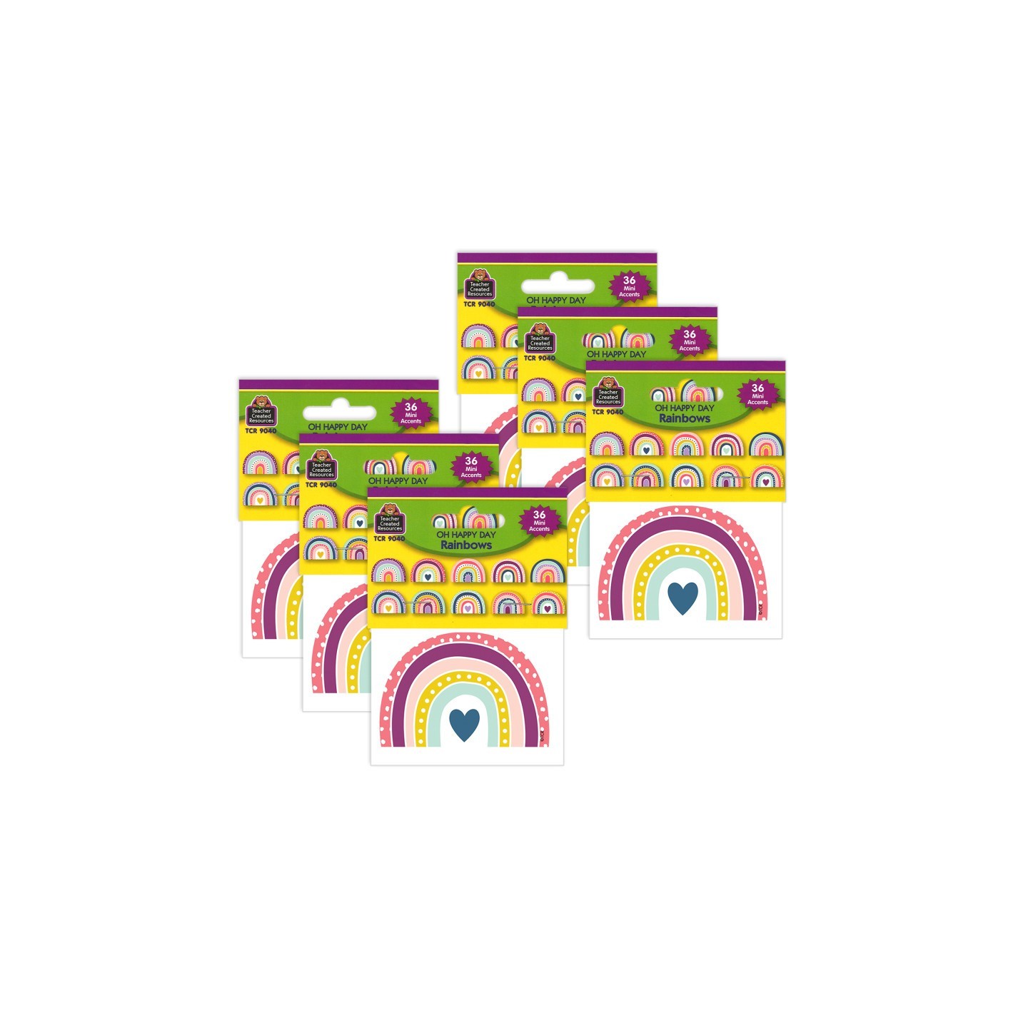 Teacher Created Resources® Oh Happy Day Rainbows Mini Accents, 36 Per Pack, 6 Packs