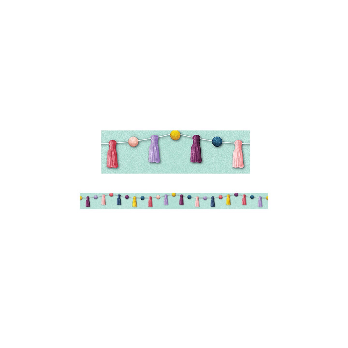 Teacher Created Resources® Oh Happy Day Pom-Poms and Tassels Straight Border Trim, 35 Feet