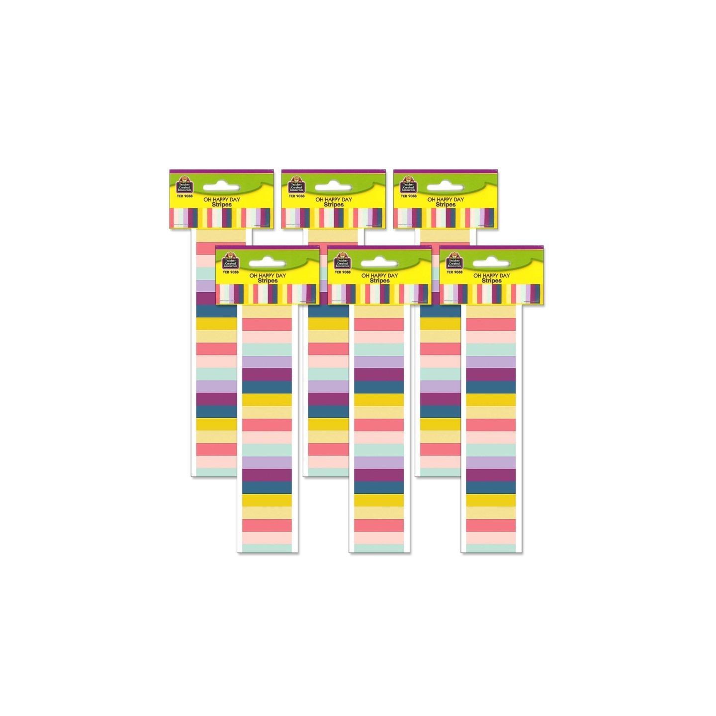 Teacher Created Resources® Oh Happy Day Stripes Straight Border Trim, 35 Feet, 6 Packs