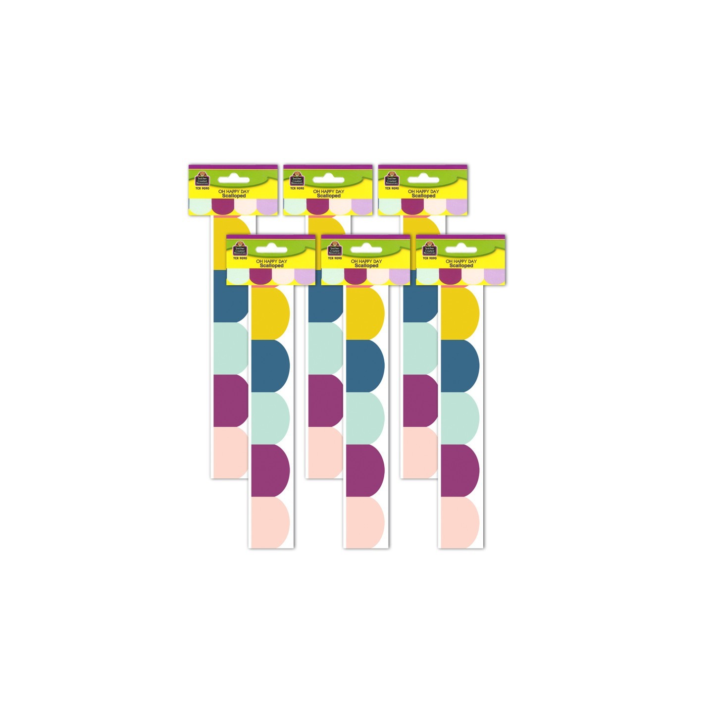 Teacher Created Resources® Oh Happy Day Scalloped Die-Cut Border Trim, 35 Feet, 6 Packs