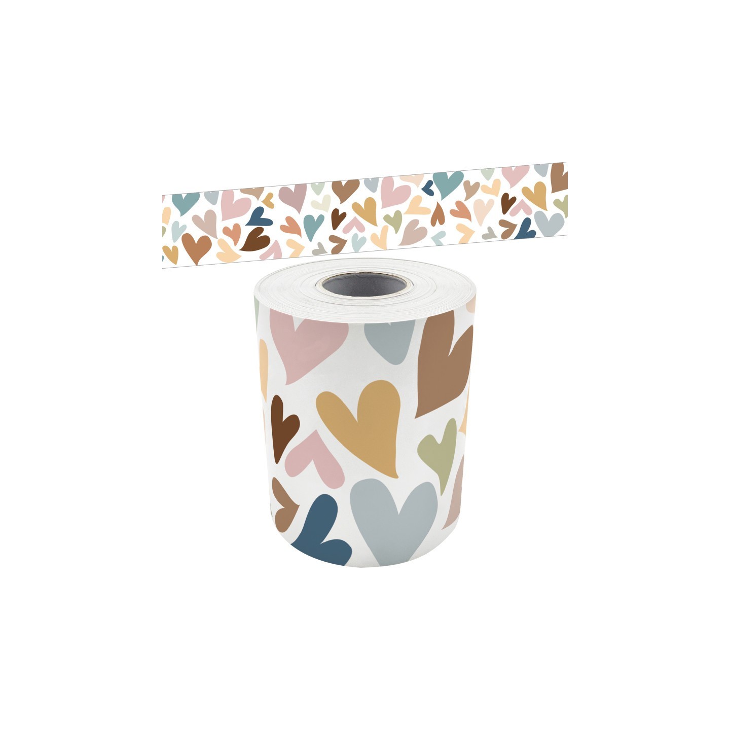Teacher Created Resources® Everyone Is Welcome Hearts Straight Rolled Border Trim, 50 Feet