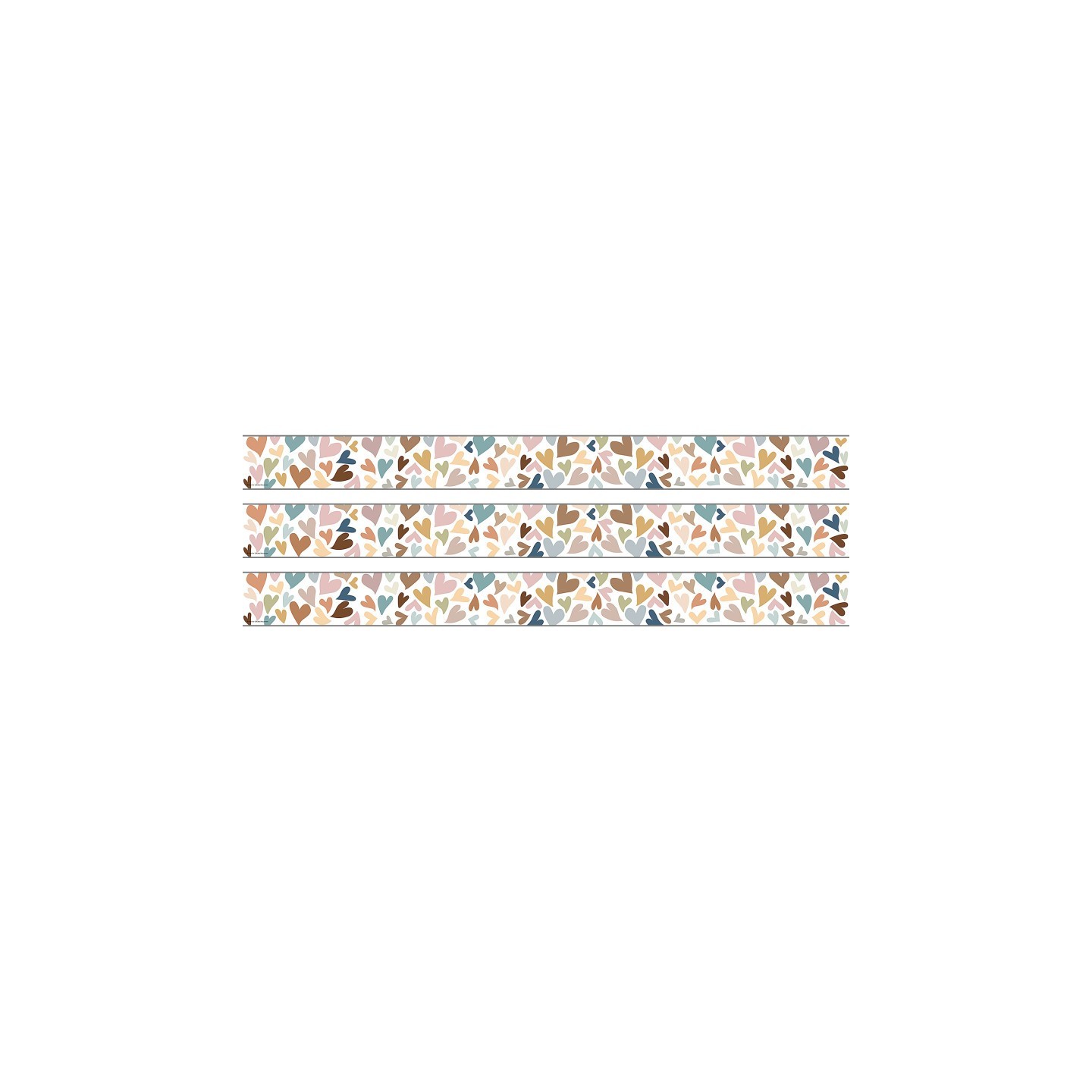 Teacher Created Resources® Everyone Is Welcome Hearts Straight Rolled Border Trim, 50 Feet, 3 Rolls