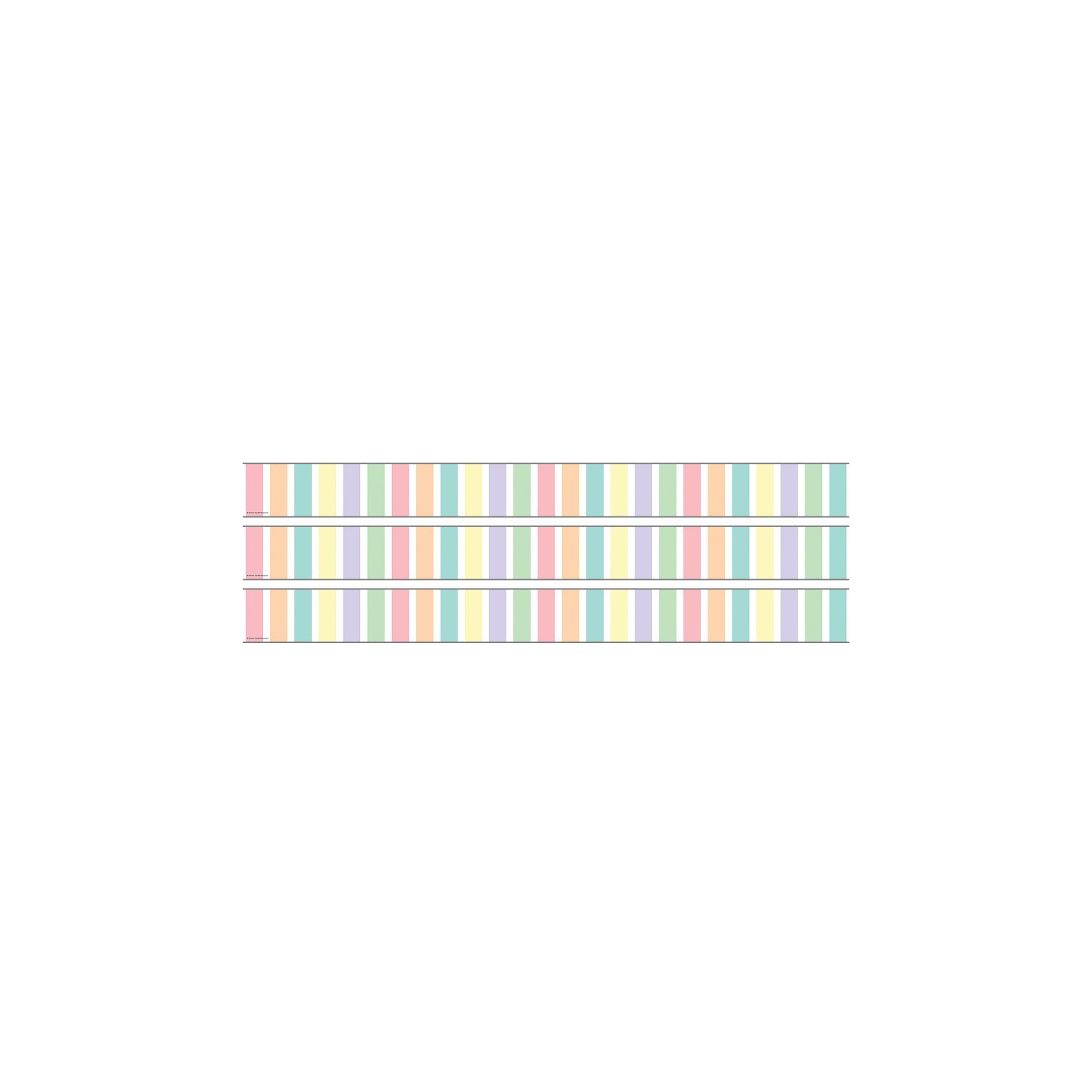 Teacher Created Resources® Pastel Pop Stripes Straight Rolled Border Trim, 50 Feet, 3 Rolls