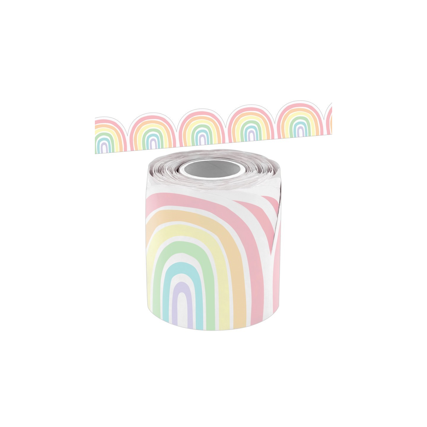 Teacher Created Resources® Pastel Pop Rainbows Die-Cut Rolled Border Trim, 50 Feet