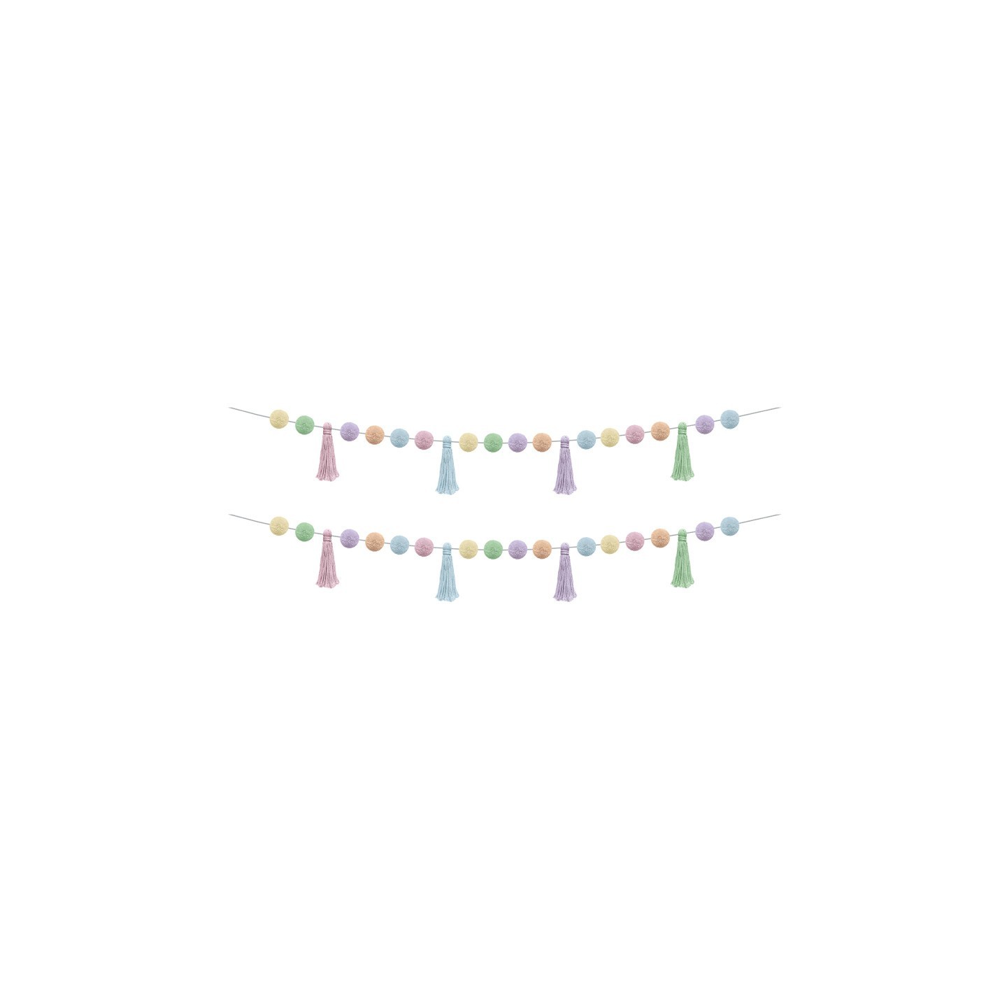 Teacher Created Resources® Pastel Pop Pom-Poms and Tassels Garland, 60", Pack of 2