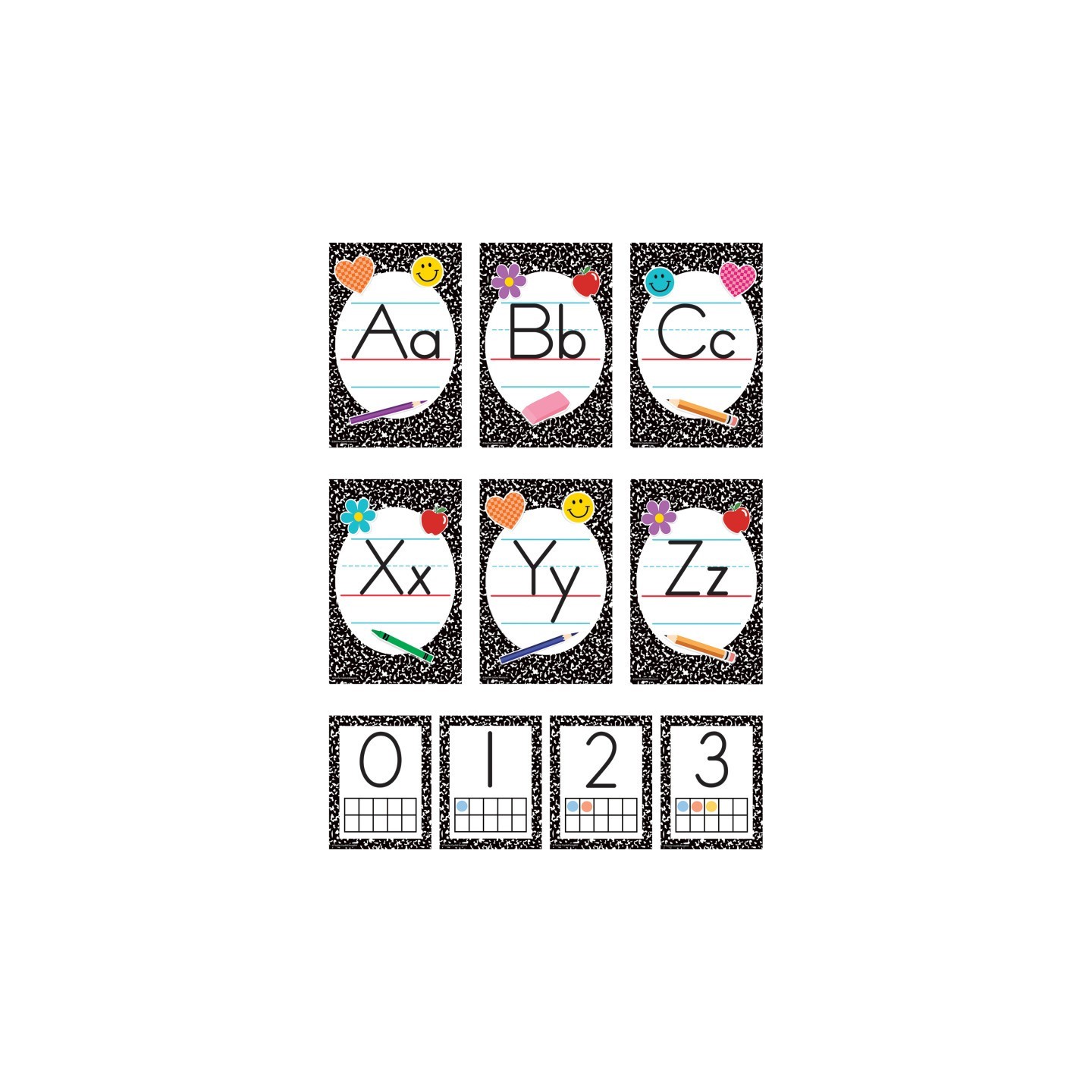 Teacher Created Resources® Cool for School Composition Alphabet Bulletin Board Set, 37 Pieces