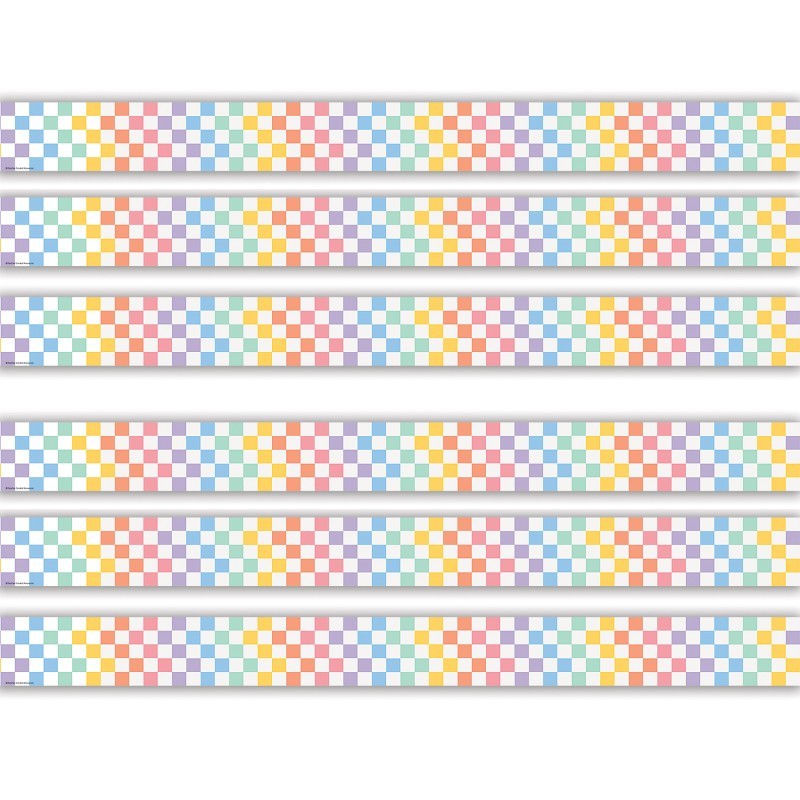 Teacher Created Resources® Cool for School Checkers Straight Border Trim, 35 Feet Per Pack, 6 Packs