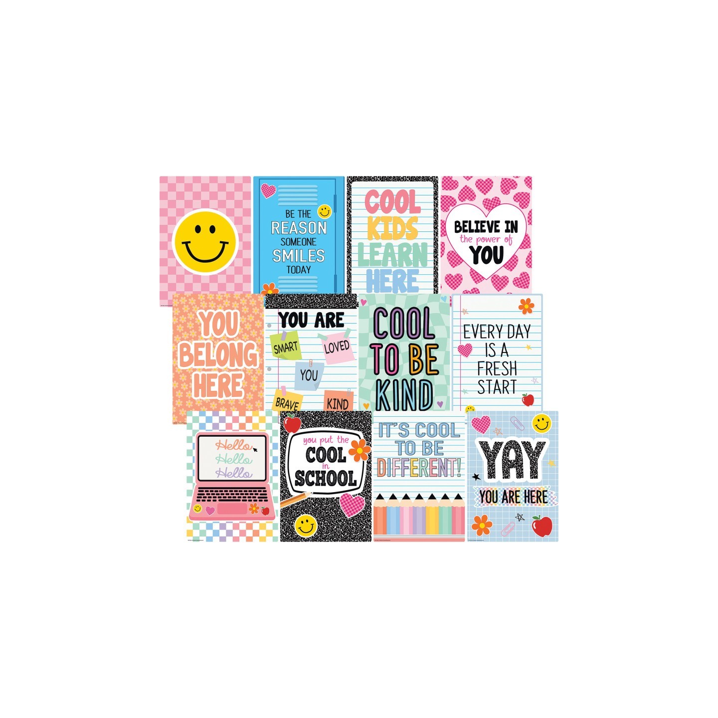 Teacher Created Resources® Cool for School Positive Sayings Small Poster Pack, 12 Posters