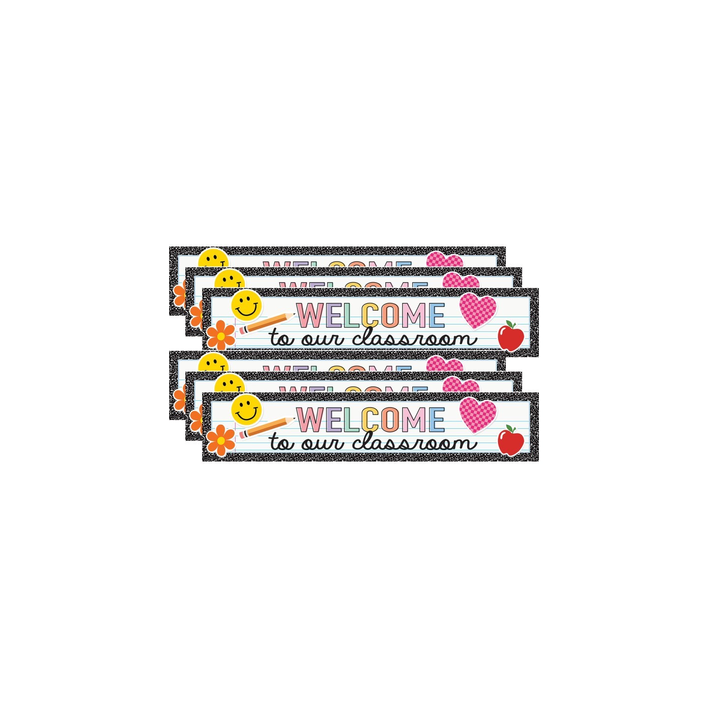 Teacher Created Resources® Cool for School Welcome to Our Classroom Banner, 8" x 39", Pack of 6