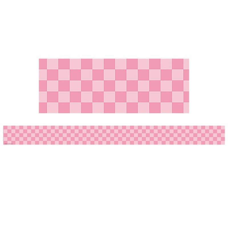 Teacher Created Resources® Cool for School Pink Checkers Straight Border Trim, 35 Feet