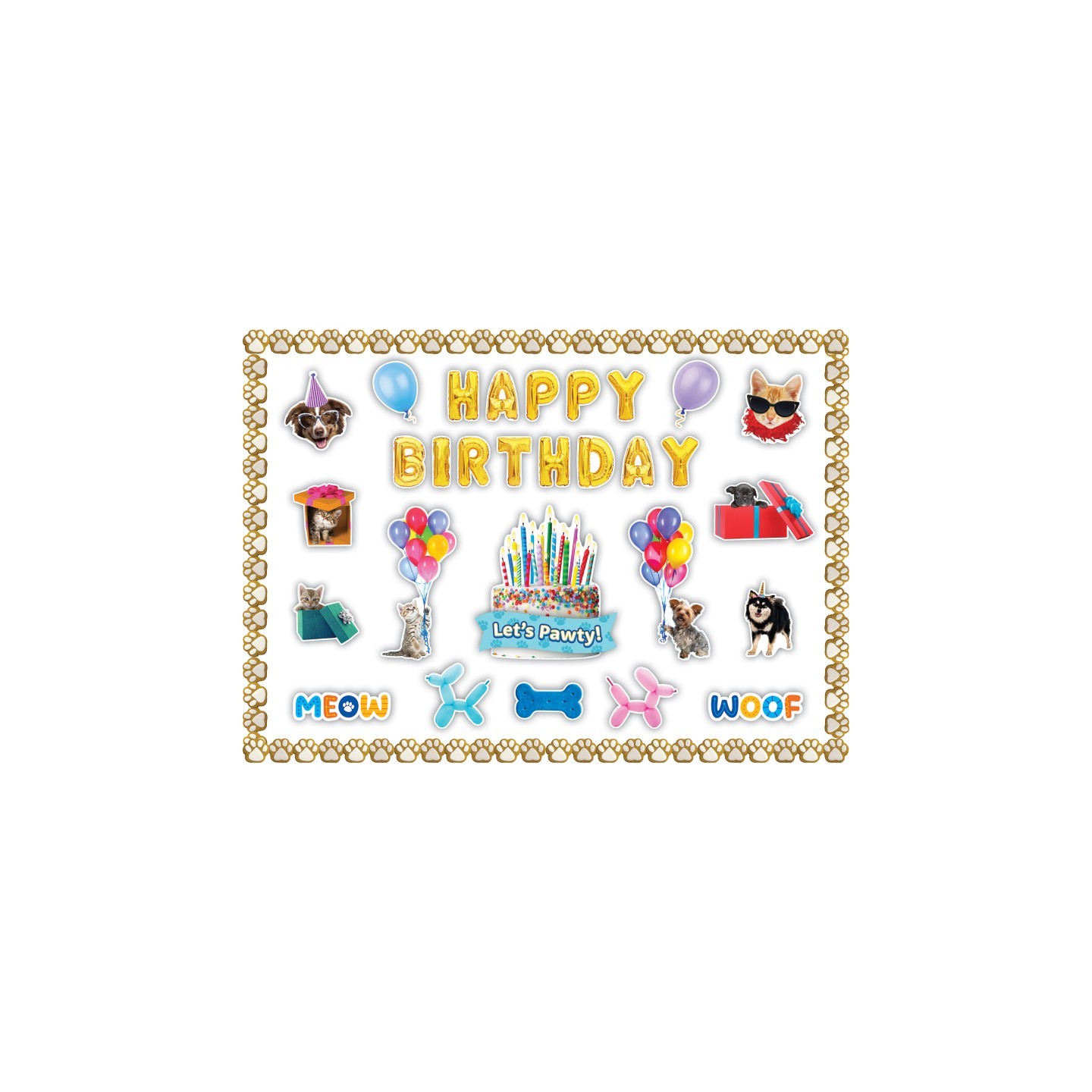 Teacher Created Resources® Cats and Dogs Happy Birthday Create & Decorate Quick Kit, 95 Pieces