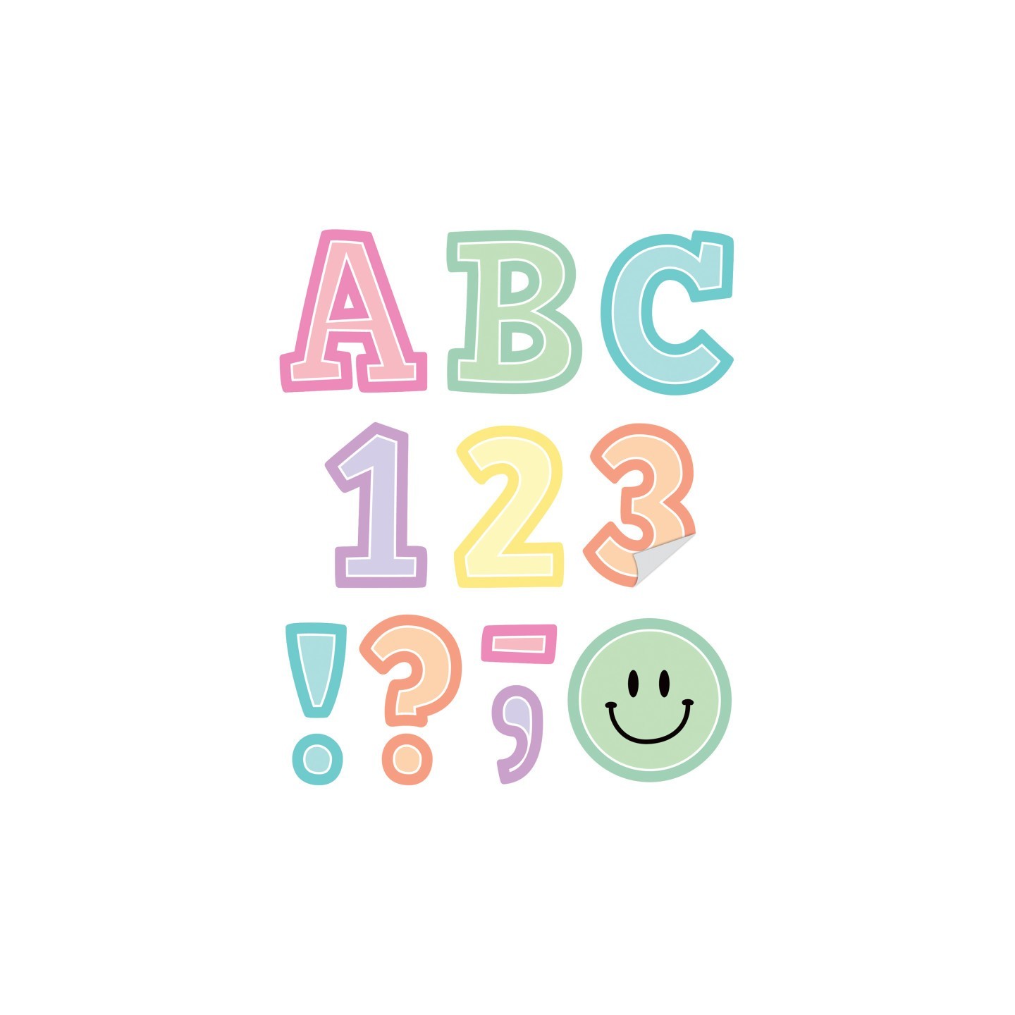 Teacher Created Resources® Pastel Pop 2" Bold Block Self-Adhesive Letters Uppercase, 326 Pieces