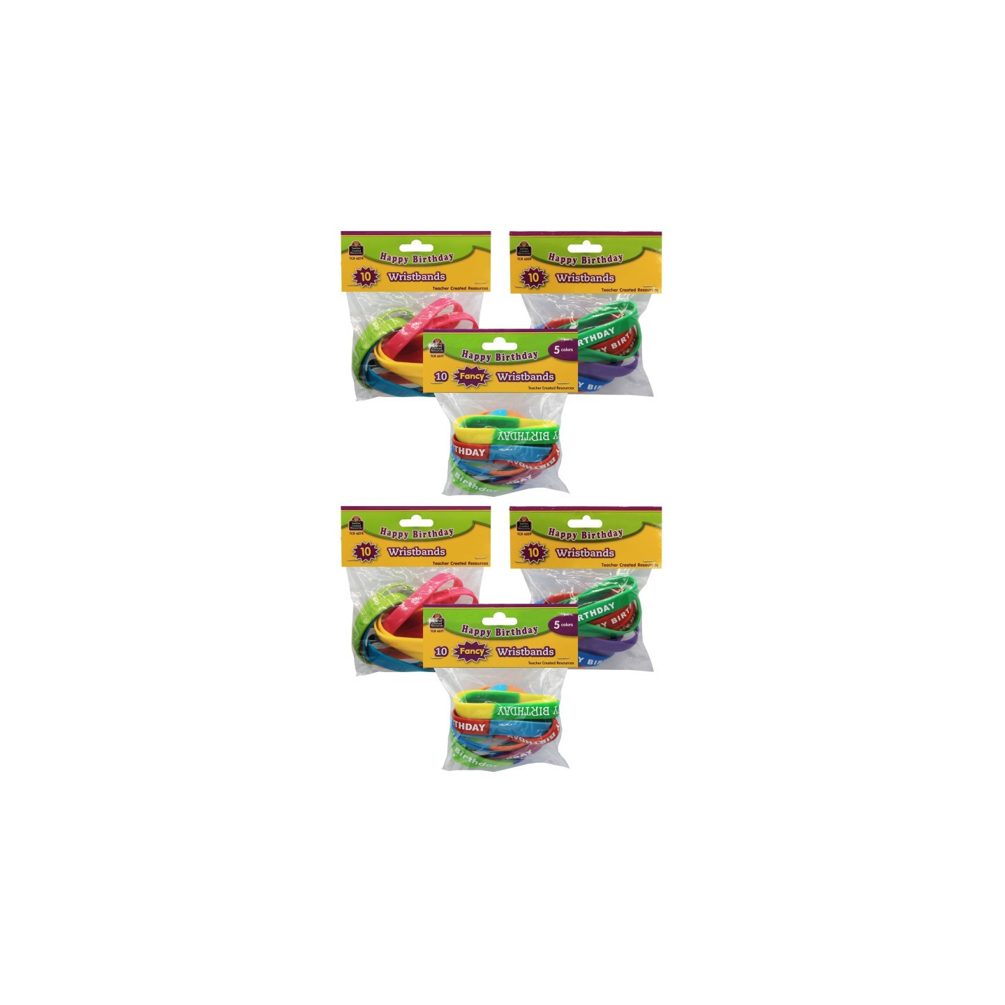 Teacher Created Resources® Happy Birthday Wristband Classroom Super Pack, 30 Per Pack, 2 Packs