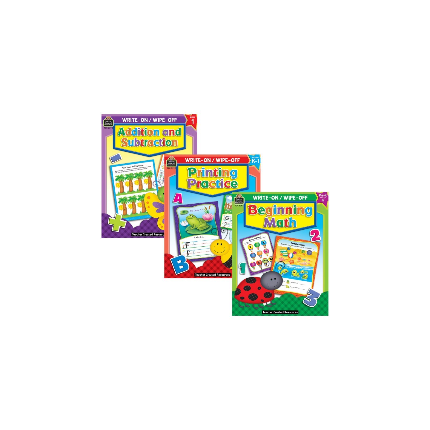 Teacher Created Resources® Early Learning Write & Wipe Activity Book Kit – Printing, Math, and Basic Operations