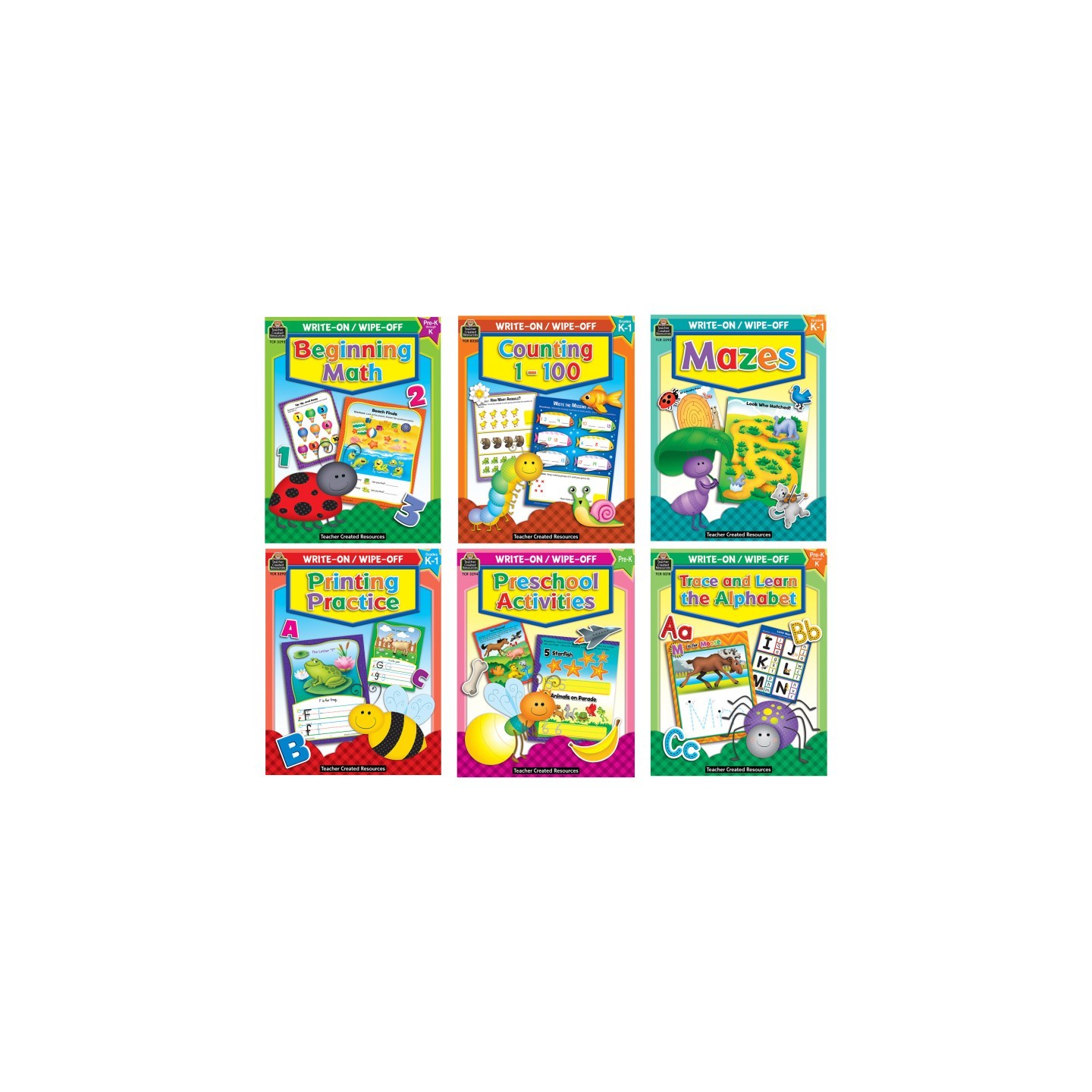 Teacher Created Resources® Ultimate Early Learning Write & Wipe Activity Book Kit – Math, Reading, Writing, and Puzzles