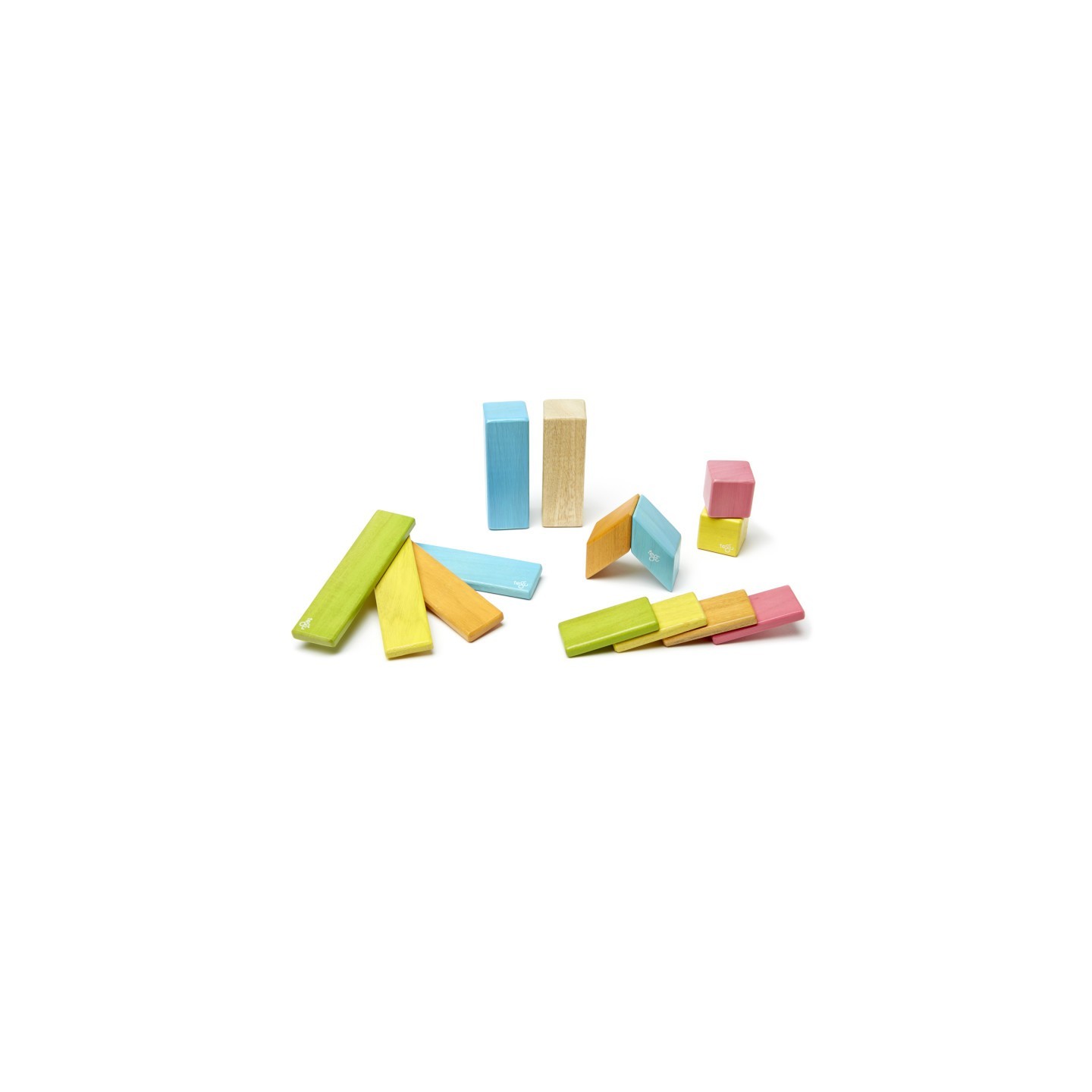 Tegu Magnetic Wooden Blocks, Tints, 14 Pieces