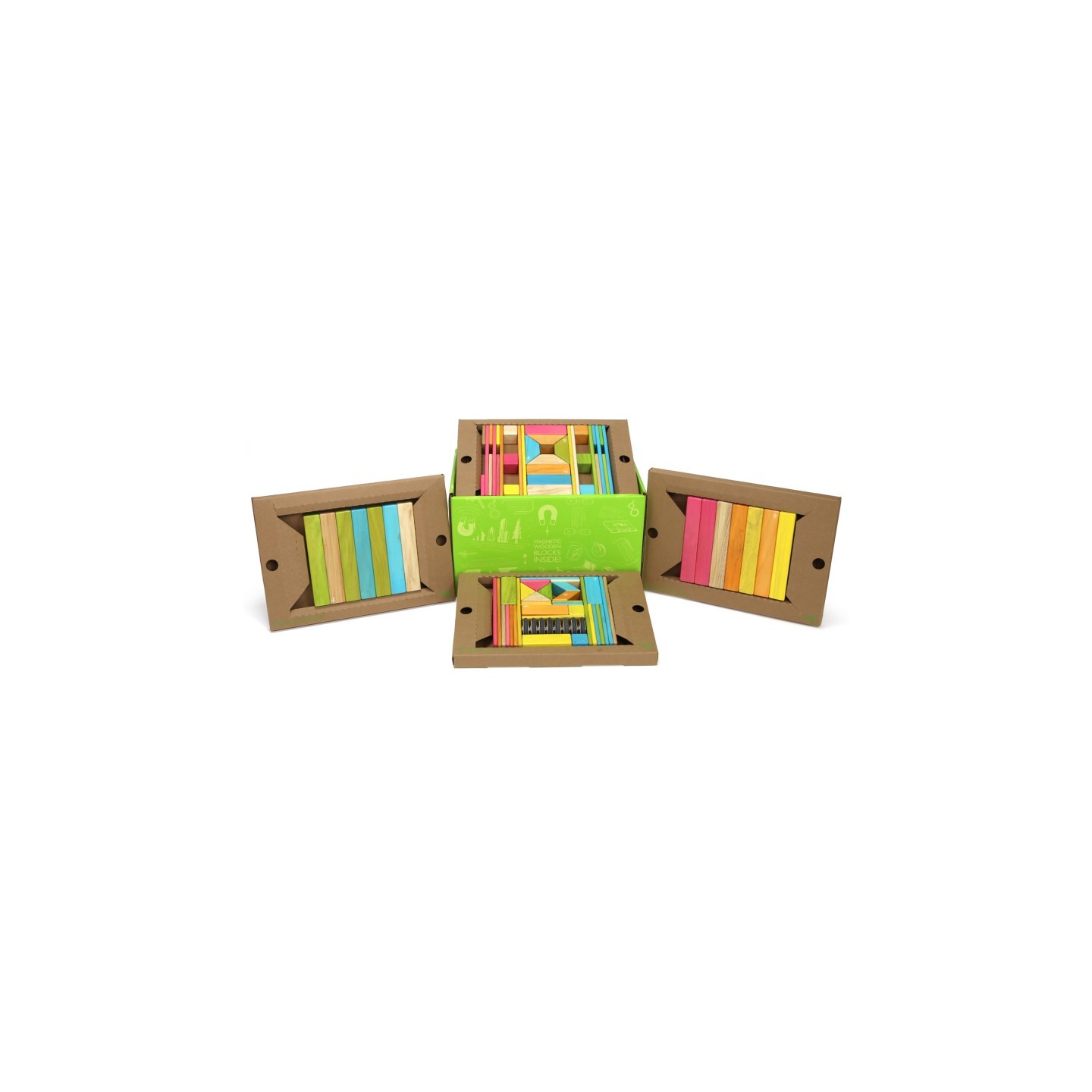 Tegu Magnetic Wooden Blocks, 90-Piece Classroom Kit, Tints