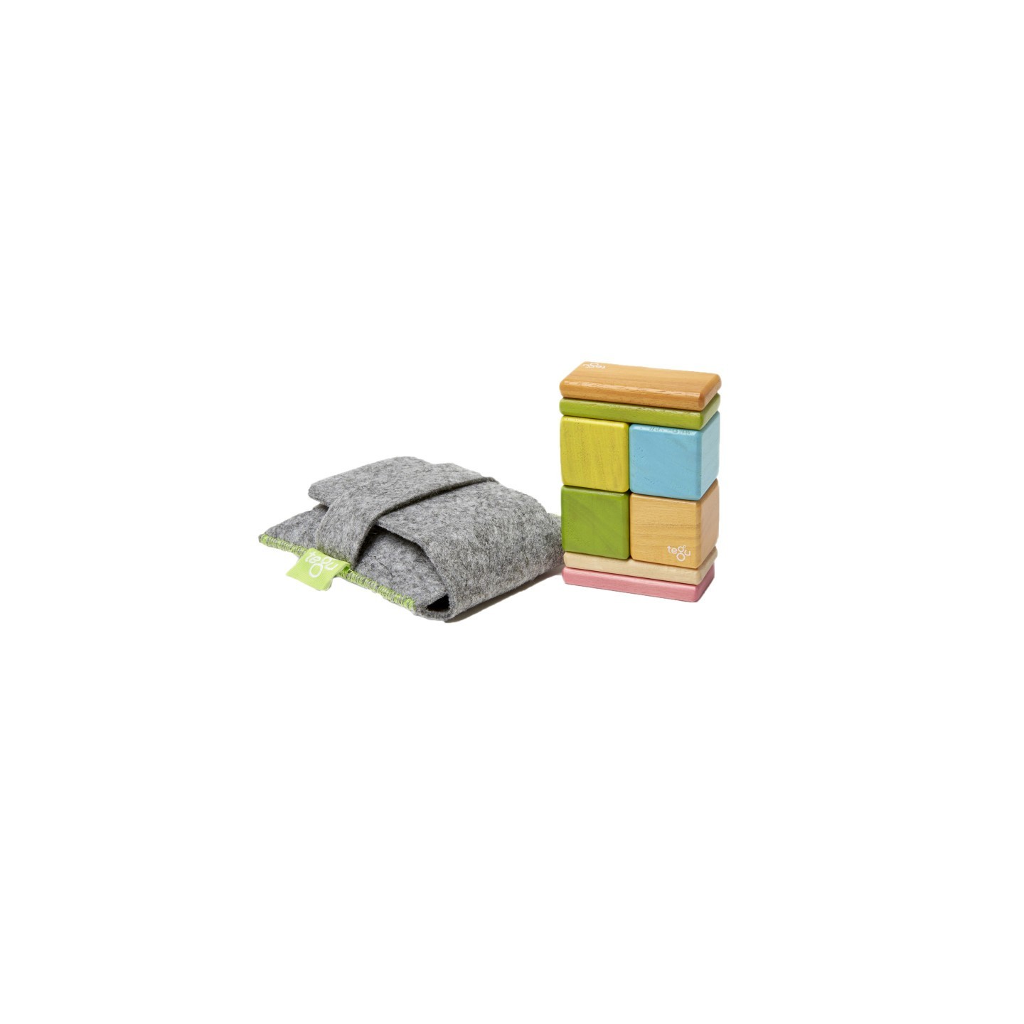 Tegu Magnetic Wooden Blocks, Tints, 8-Piece Pocket Pouch
