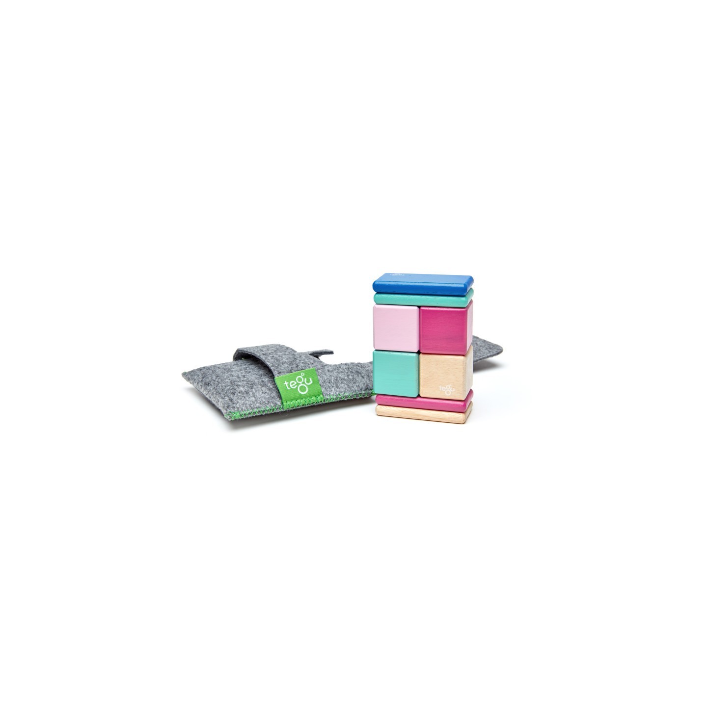Tegu Magnetic Wooden Blocks, Blossom, 8-Piece Pocket Pouch