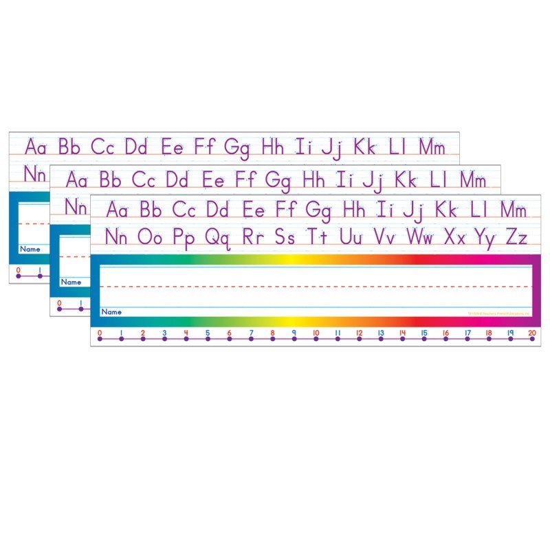 Scholastic Teaching Solutions Alphabet / Number Line (Standard Manuscript) Name Plates, 36 Per Pack, 3 Packs