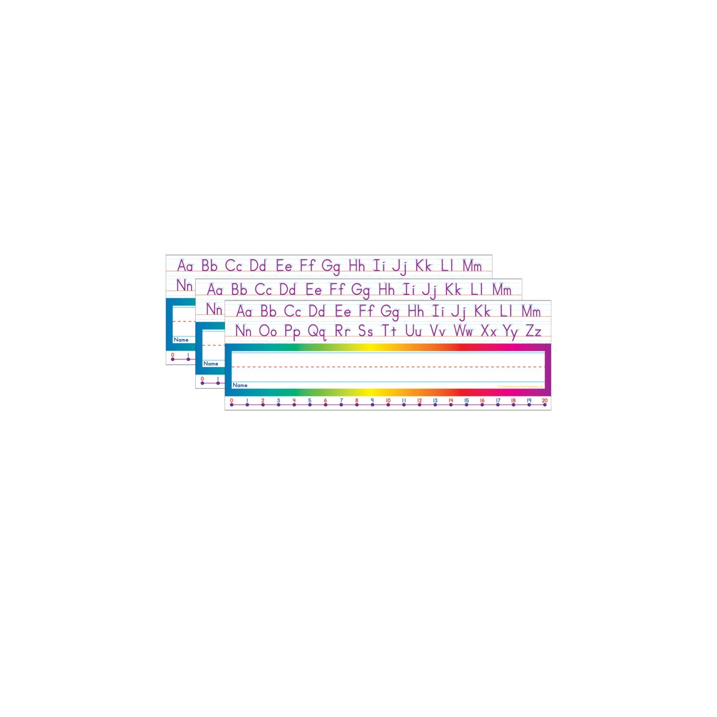Scholastic Teaching Solutions Alphabet / Number Line (Standard Manuscript) Name Plates, 36 Per Pack, 3 Packs