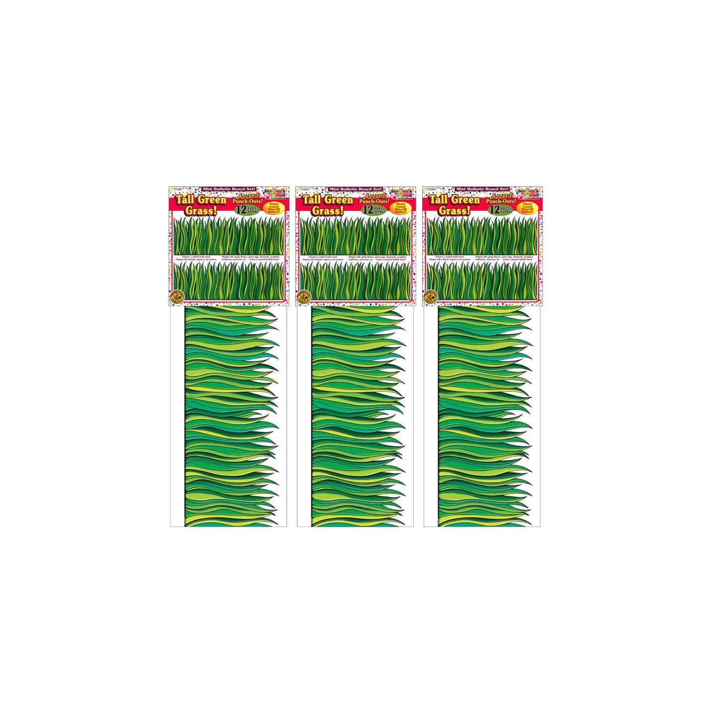 Scholastic Teaching Solutions Tall Green Grass Jumbo Border, 8.5" Tall, 12 Feet Per Pack, 3 Packs