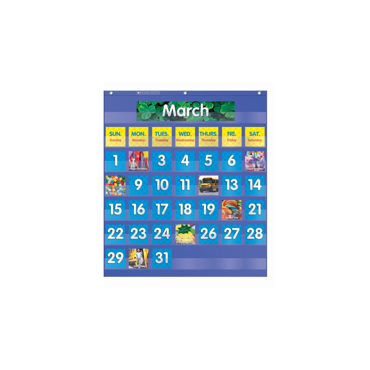 Scholastic Teaching Solutions Monthly Calendar Pocket Chart, 61 Pieces