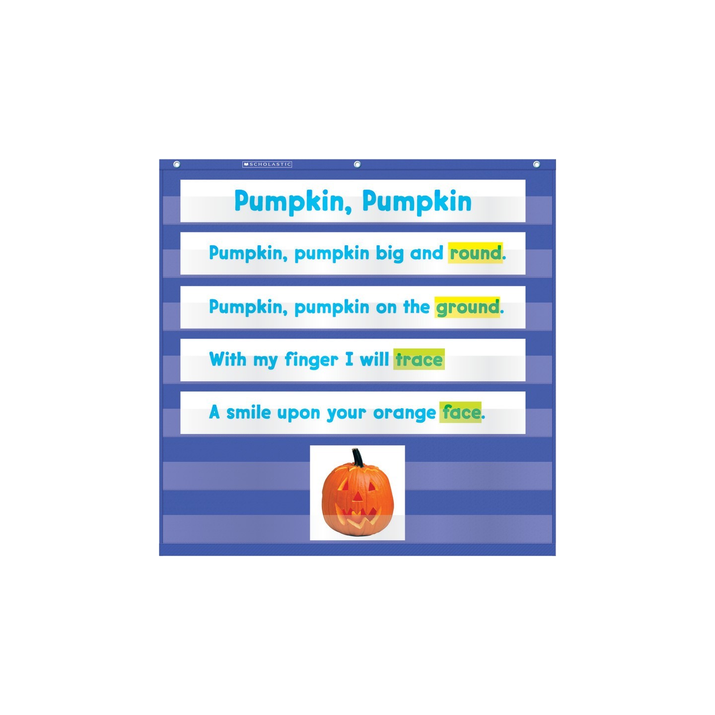 Scholastic Teaching Solutions Mini Pocket Chart, 7-Pocket, 28" x 28", Blue