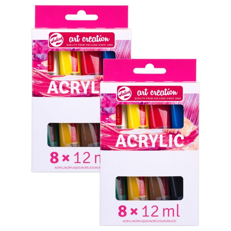 Talens Art Creation Acrylic Set, 12mL, 8 Per Set, 2 Sets