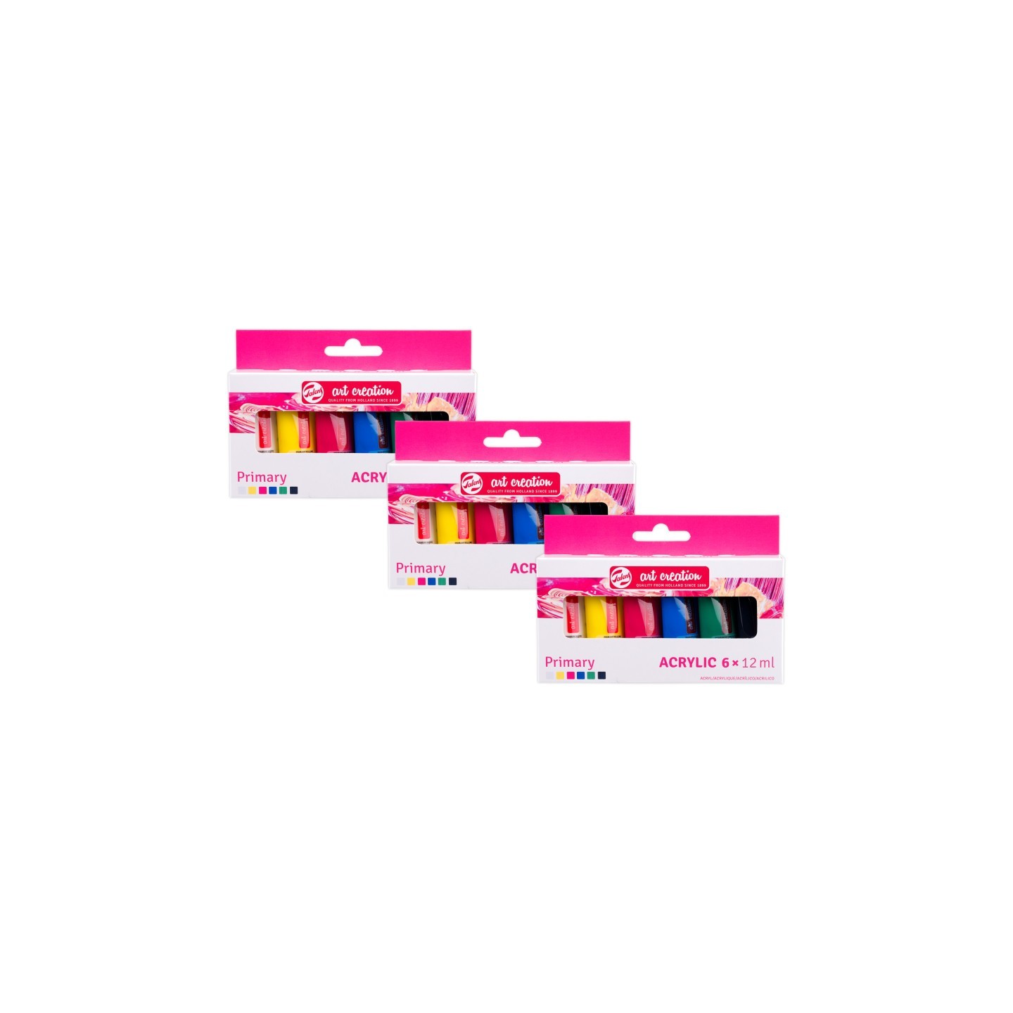 Talens Art Creation Acrylic Set, 12mL, Primary, 6 Per Set, 3 Sets