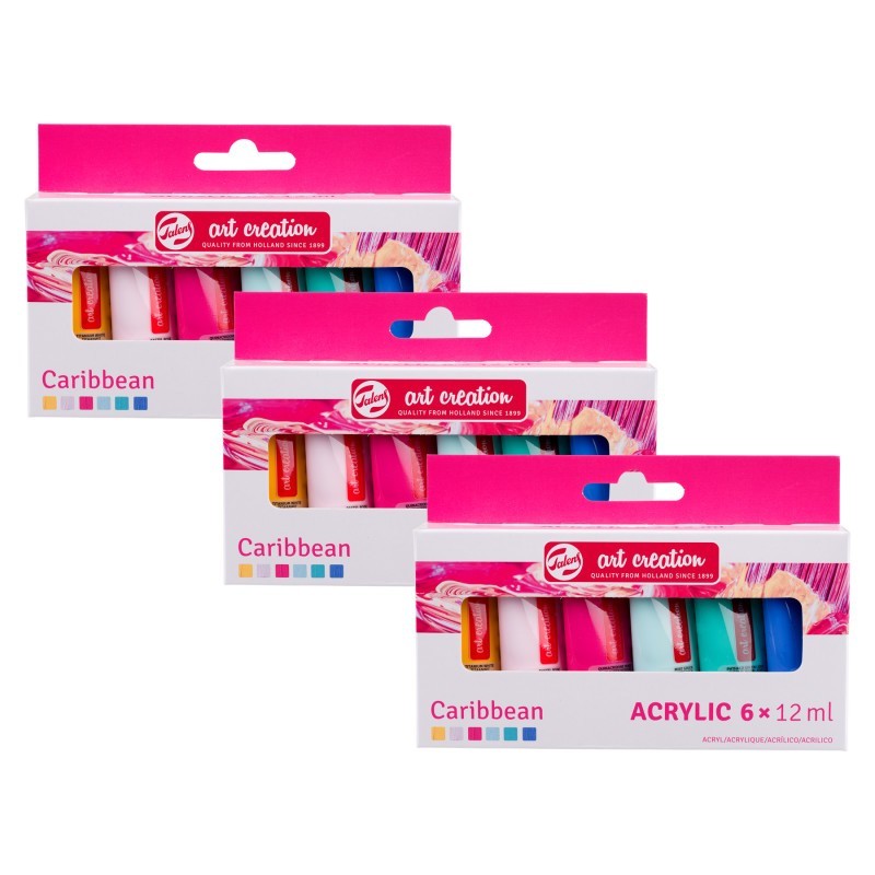 Talens Art Creation Acrylic Set, 12mL, Caribbean, 6 Per Set, 3 Sets
