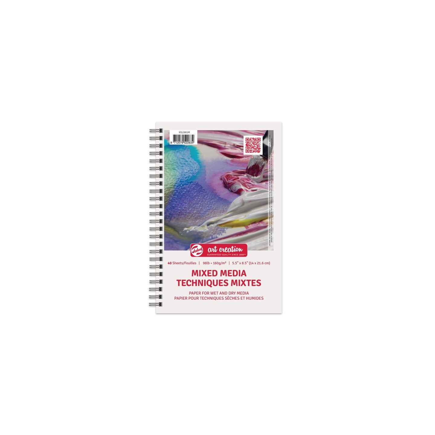 Talens Art Creation Mixed Media Paper Pad, Spiral Bound, 98lbs, 5.5" x 8.5", 40 Sheets