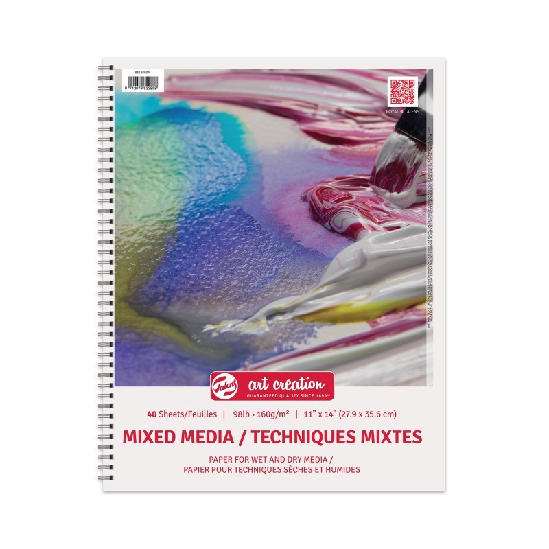 Talens Art Creation Mixed Media Paper Pad, Spiral Bound, 98lbs, 11" x 14", 40 Sheets