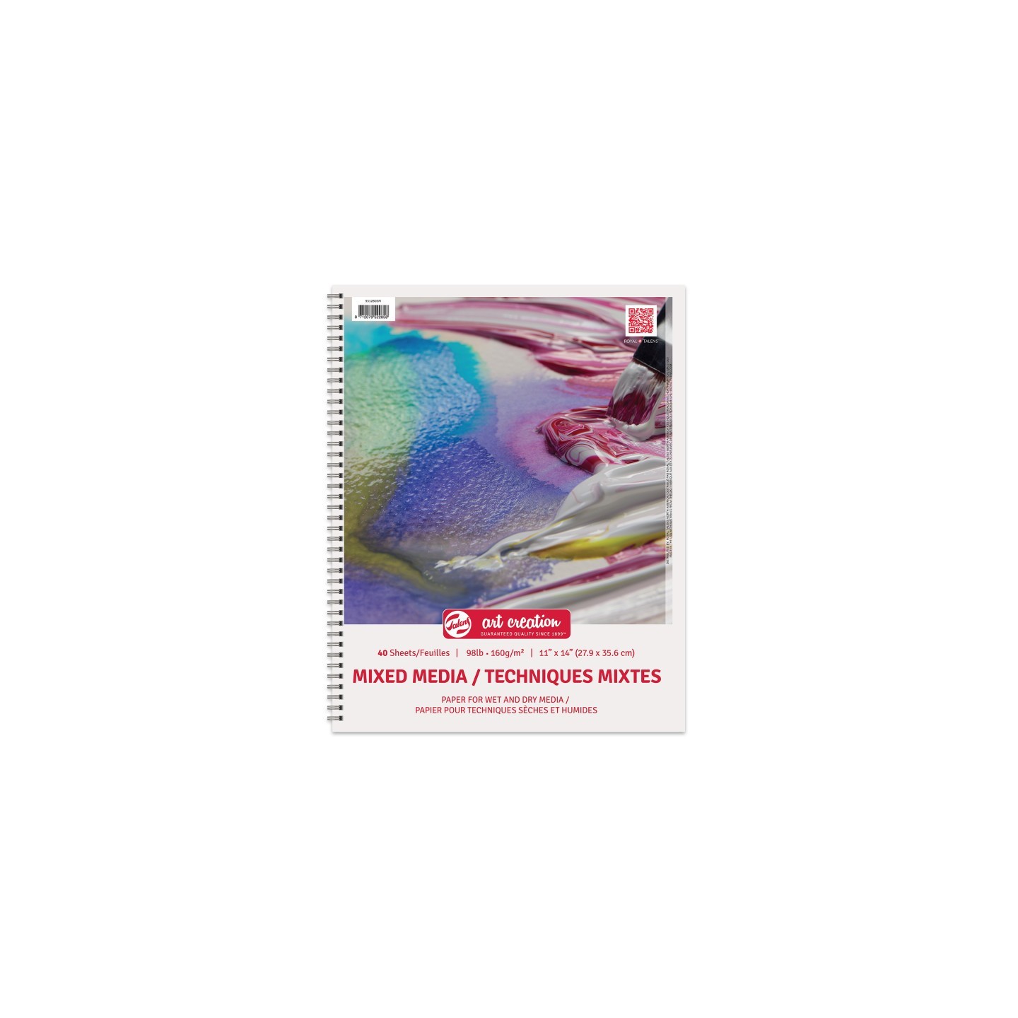 Talens Art Creation Mixed Media Paper Pad, Spiral Bound, 98lbs, 11" x 14", 40 Sheets