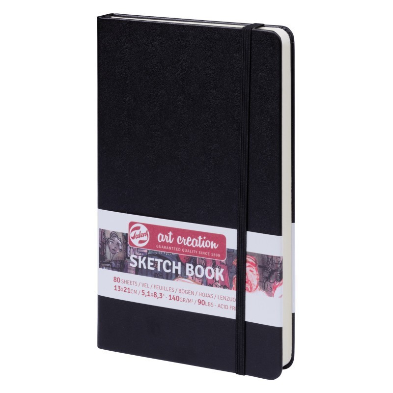 Talens Art Creation Sketchbook, 80 Sheets, 90lbs, Black Cover, 5.1" x 8.3"