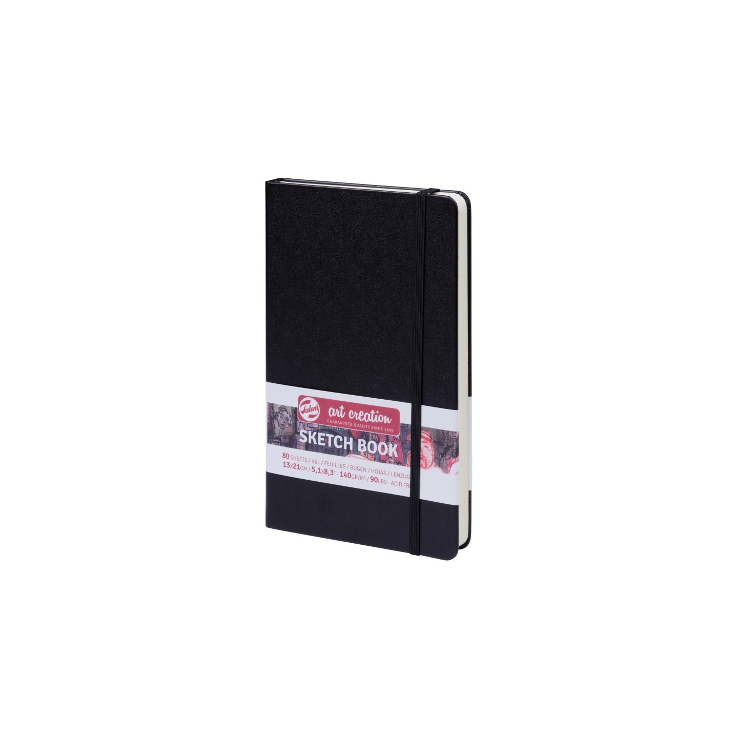 Talens Art Creation Sketchbook, 80 Sheets, 90lbs, Black Cover, 5.1" x 8.3"
