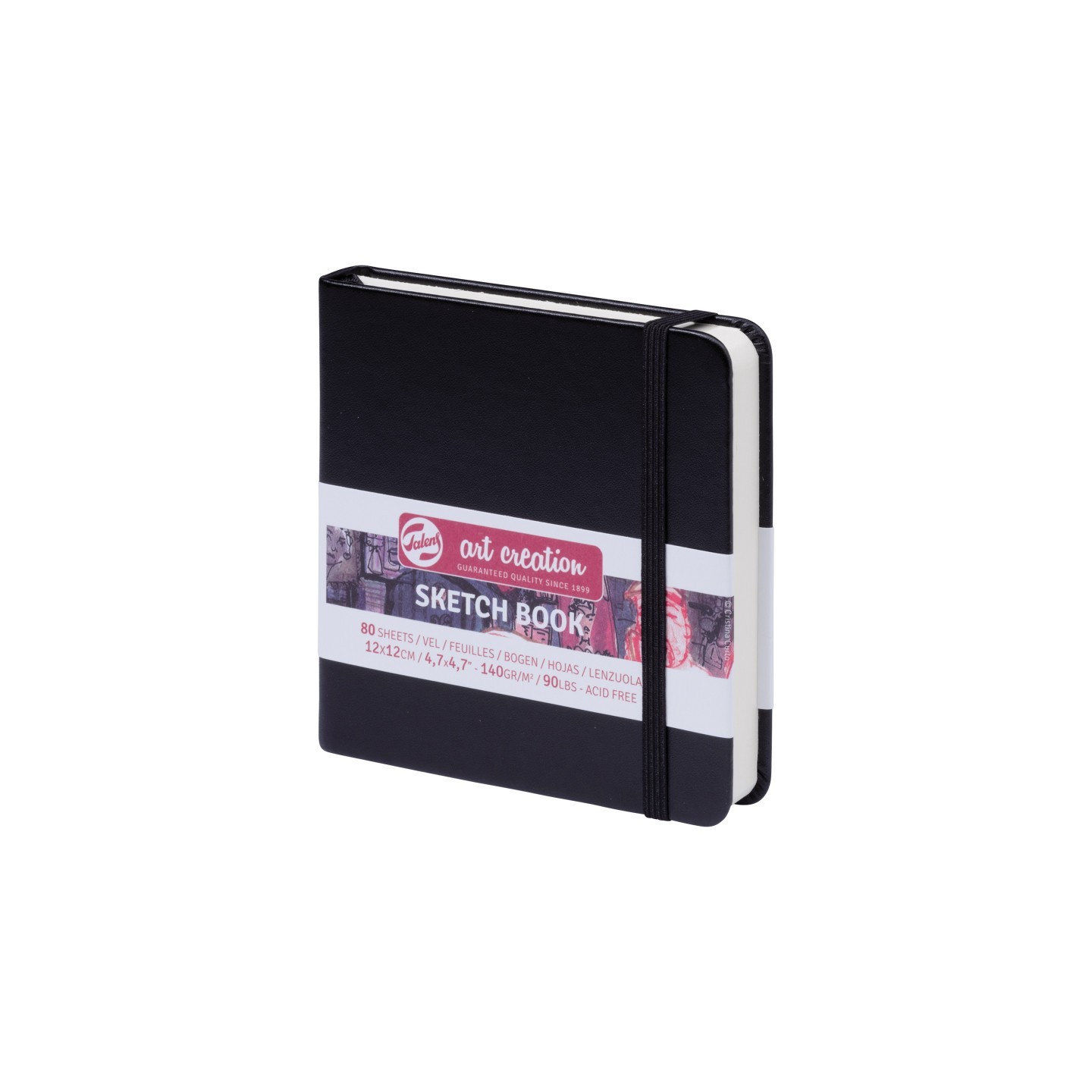 Talens Art Creation Sketchbook, 80 Sheets, 90lbs, Black Cover, 4.7" x 4.7"