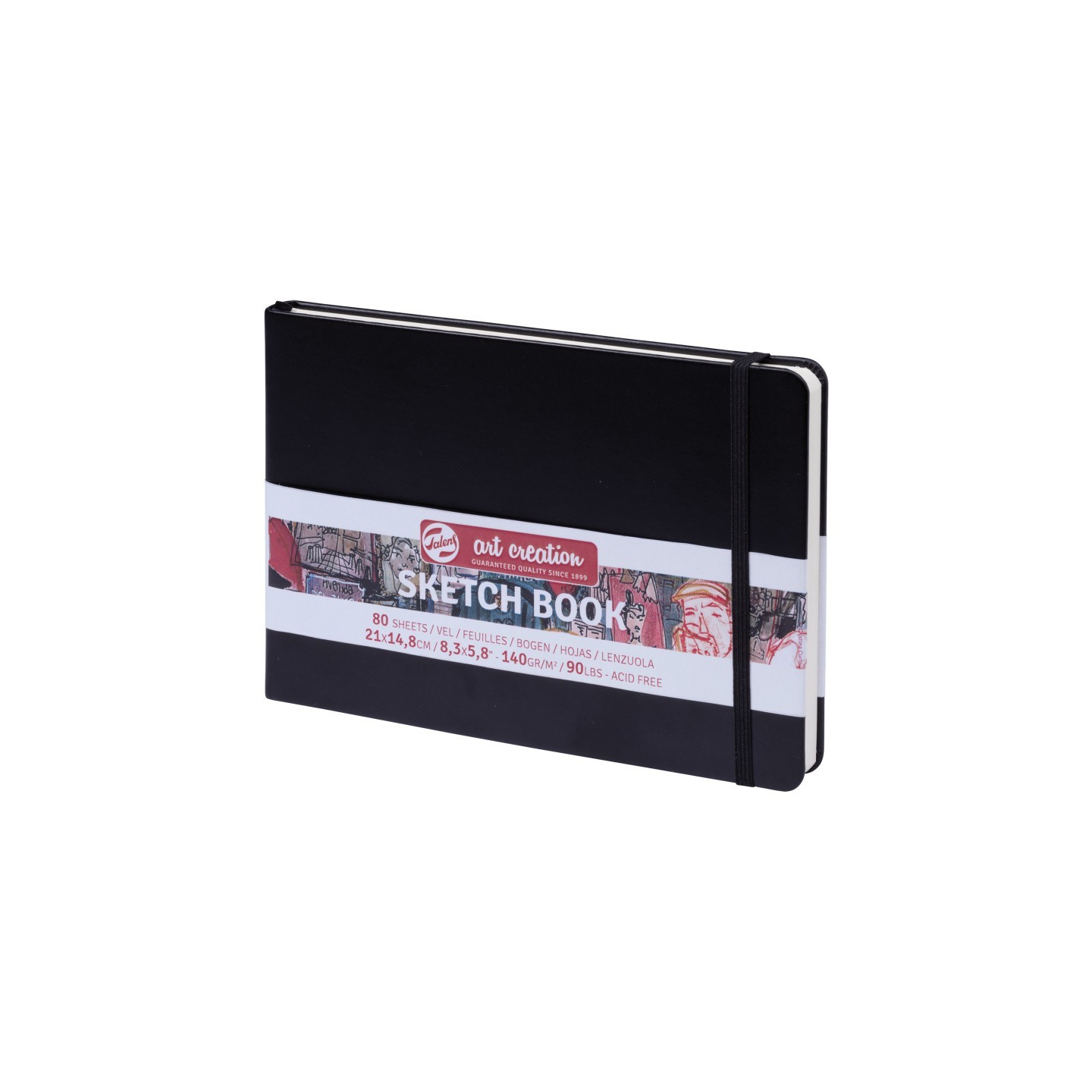 Talens Art Creation Sketchbook, 80 Sheets, 90lbs, Black Cover, 8.3" x 5.8" (A5)