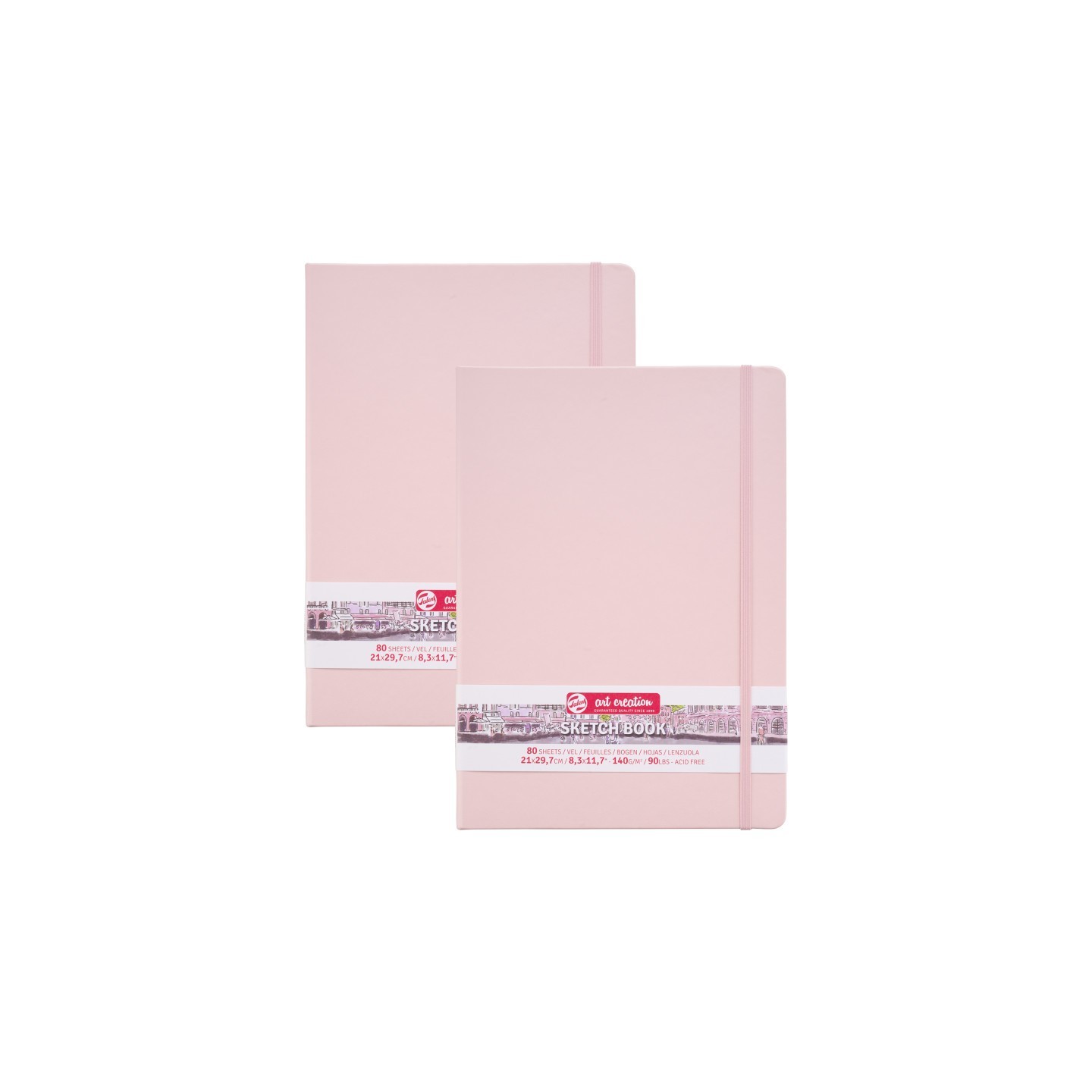 Talens Art Creation Sketchbook, 80 Sheets, 90lbs, Pastel Pink Cover, 8.3" x 11.7" (A4), Pack of 2