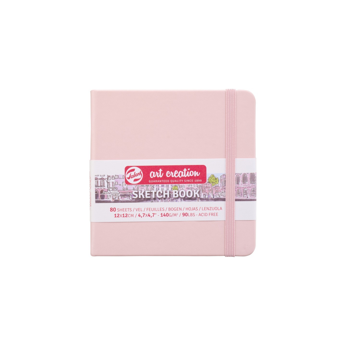 Talens Art Creation Sketchbook, 80 Sheets, 90lbs, Pastel Pink Cover, 4.7" x 4.7"