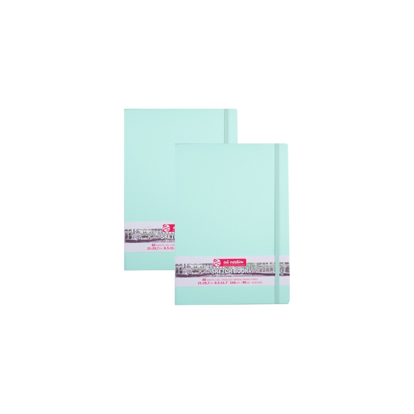 Talens Art Creation Sketchbook, 80 Sheets, 90lbs, Fresh Mint Cover, 8.3" x 11.7" (A4), Pack of 2