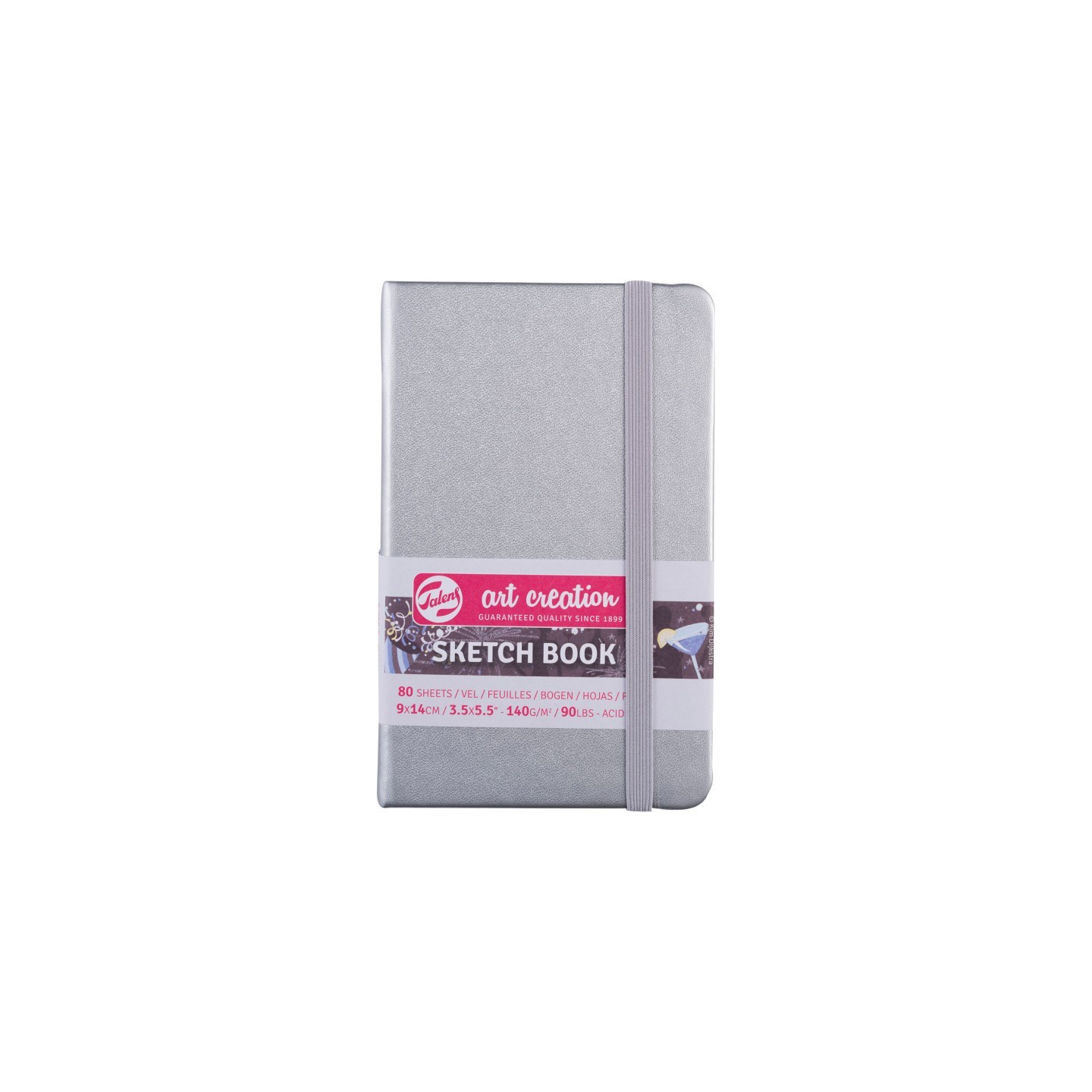 Talens Art Creation Sketchbook, 80 Sheets, 90lbs, Shiny Silver Cover, 3.5" x 5.5"