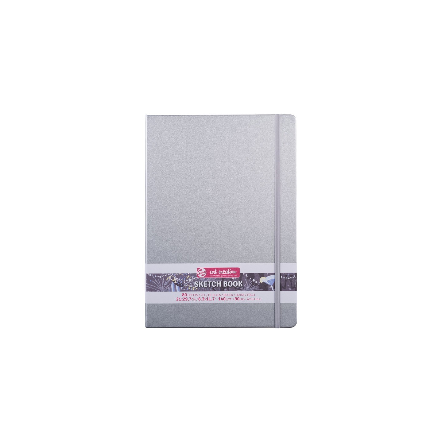 Talens Art Creation Sketchbook, 80 Sheets, 90lbs, Shiny Silver Cover, 8.3" x 11.7" (A4)