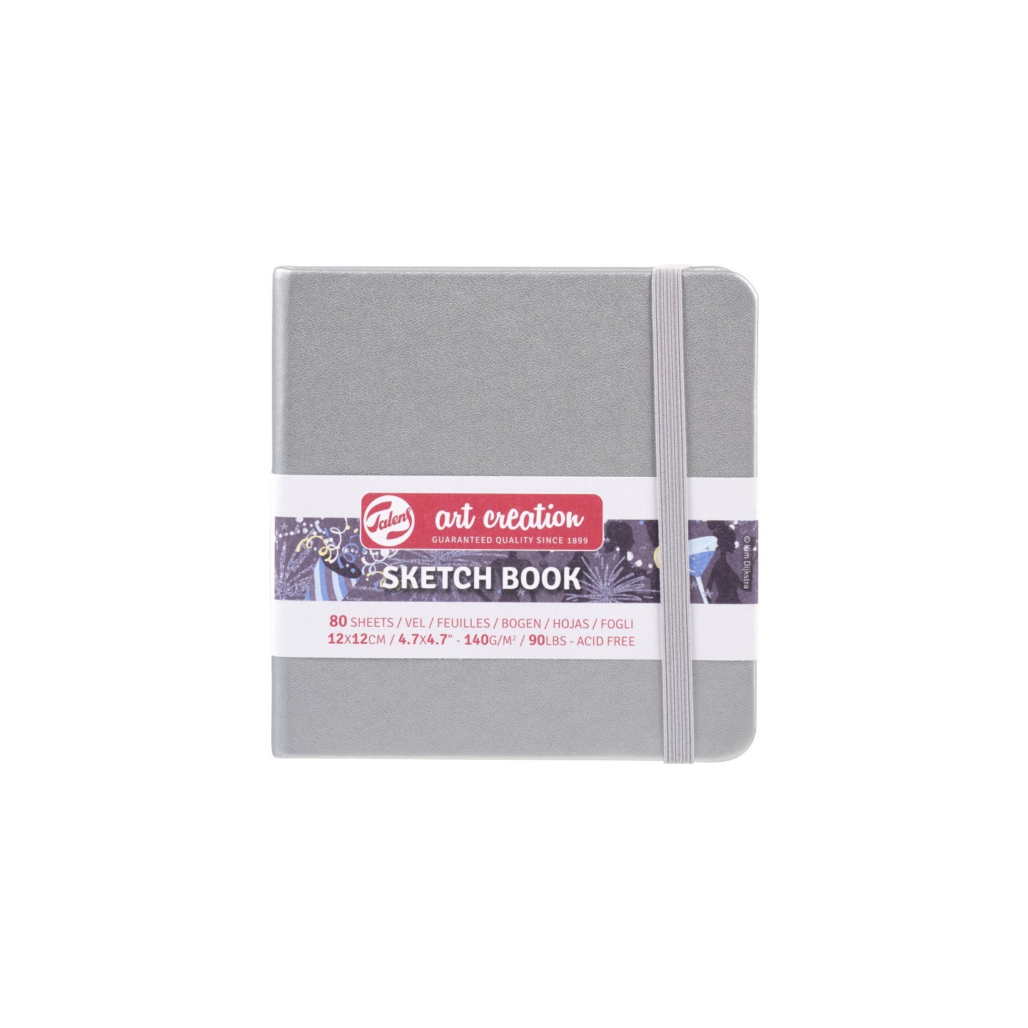 Talens Art Creation Sketchbook, 80 Sheets, 90lbs, Shiny Silver Cover, 4.7" x 4.7"