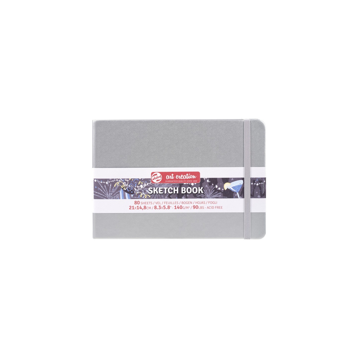 Talens Art Creation Sketchbook, 80 Sheets, 90lbs, Shiny Silver Cover, 8.3" x 5.8" (A5)