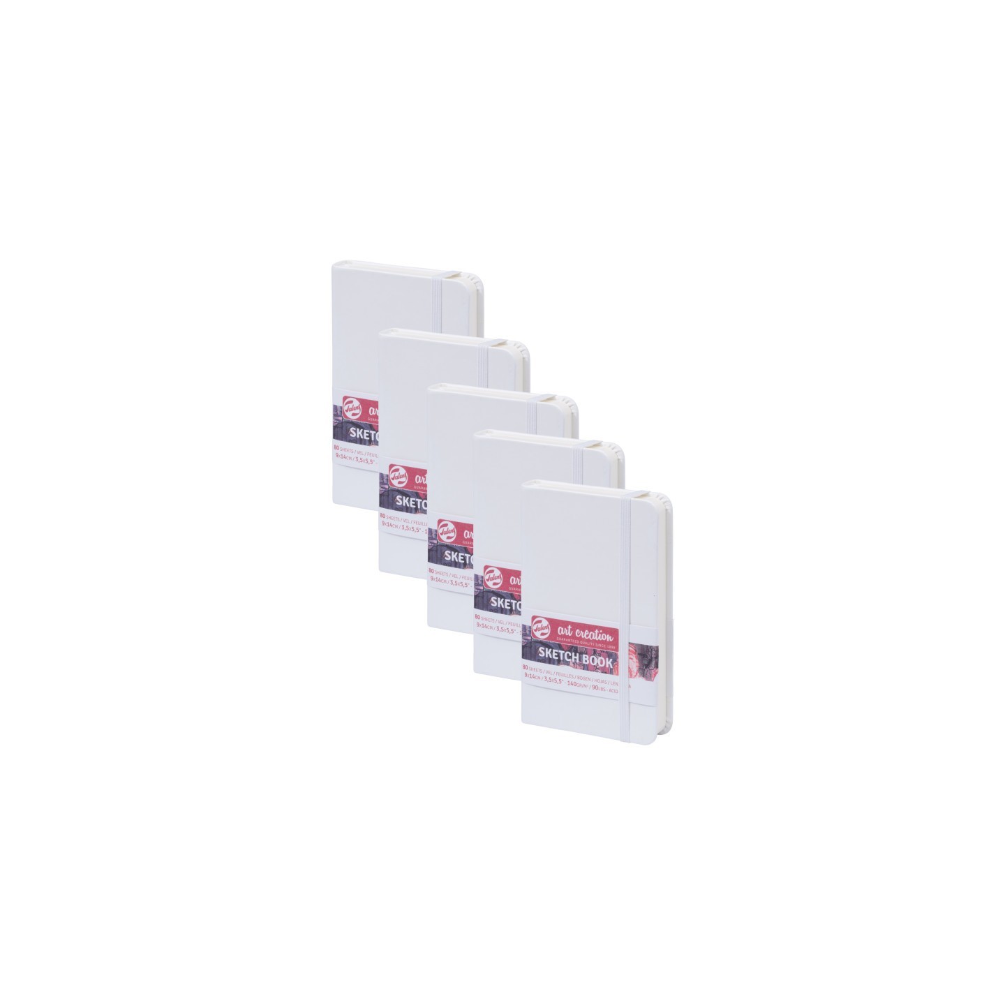 Talens Art Creation Sketchbook, 80 Sheets, 90lbs, White Cover, 3.5" x 5.5", Pack of 5